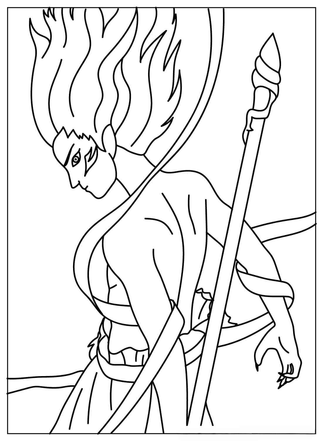 Fire Spirit Warrior Coloring Page
