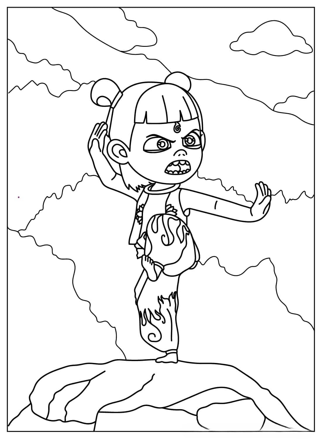 Male Fire Spirit Coloring Page